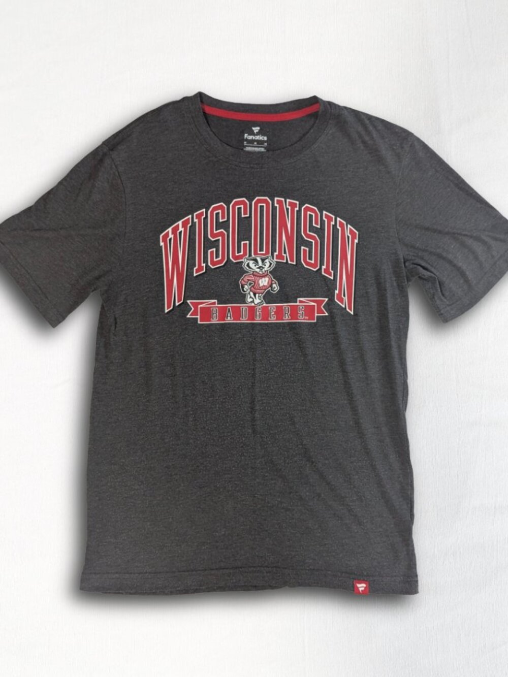 Fanatics Wisconsin Badgers T-Shirt Men's Medium Gray Bucky Graphic Tee